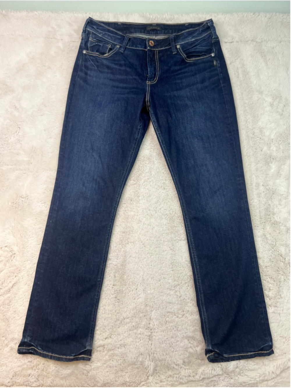 Silver Jeans Avery Straight Leg Jeans Womens Size 32 Dark Blue Denim